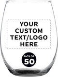 Custom Stemless Wine Glass 9 oz. Set of 50, Personalized Bulk Pack by DISCOUNTPROMOS