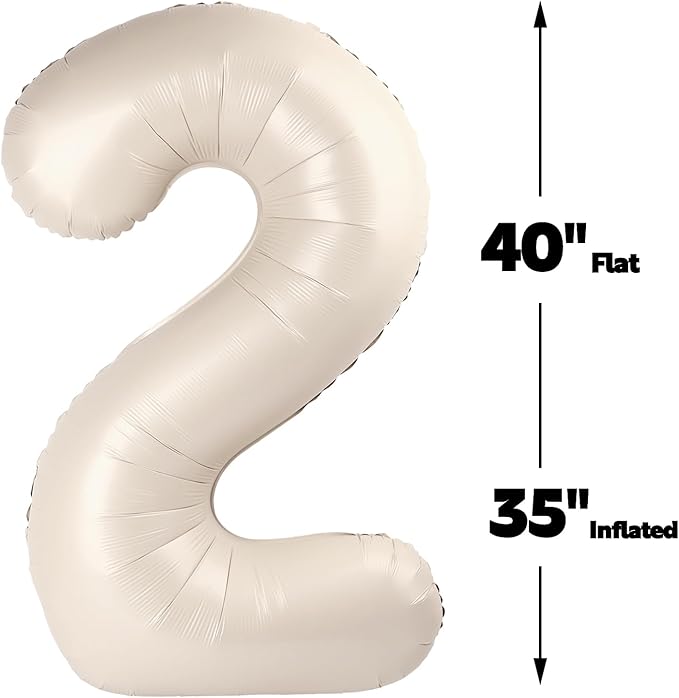 40 Inch Big Cream White Number 22 Balloon Birthday Decoration, Numbers 22 - Image 2