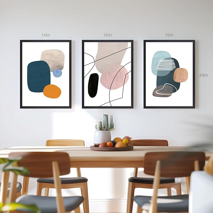 IAFWZX Wood Framed Abstract Geometric Wall Art, Modern Minimalist Canvas - Image 4