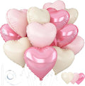 Pink Heart Balloons, 18inch Bright Pink Heart Shaped Foil Balloons & Pastel by Wuhetyo