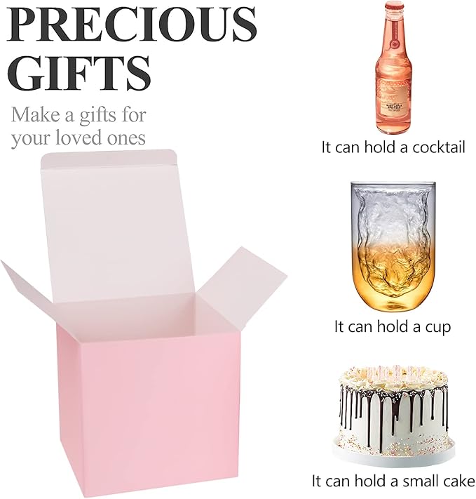 COTOPHER Small Gift Boxes 25 Pack 6x6x6 inches Pink Gift Boxes - Image 2