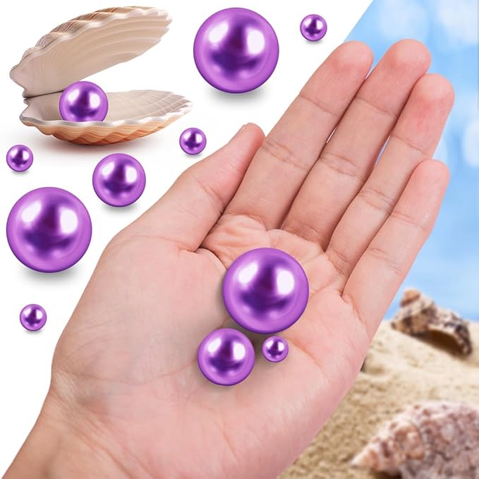 300Pcs Purple Polished No Hole Faux Pearl Beads - Image 3