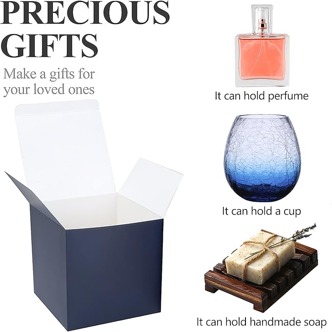 COTOPHER Small Gift Boxes 25 Pack 5x5x5 inches Blue Gift Boxes - Image 2