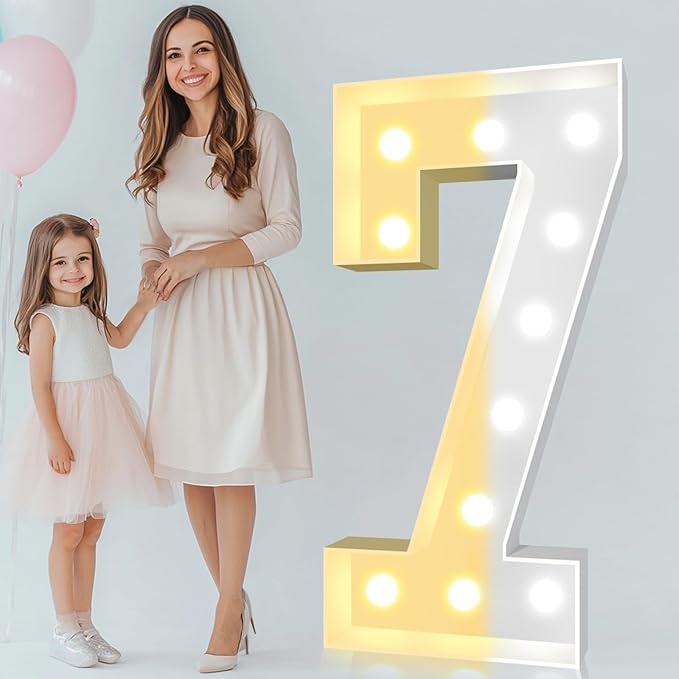 Pooqla 4 FT Light Up Marquee Numbers, Giant Mosaic Number Cool White and Warm by Pooqla