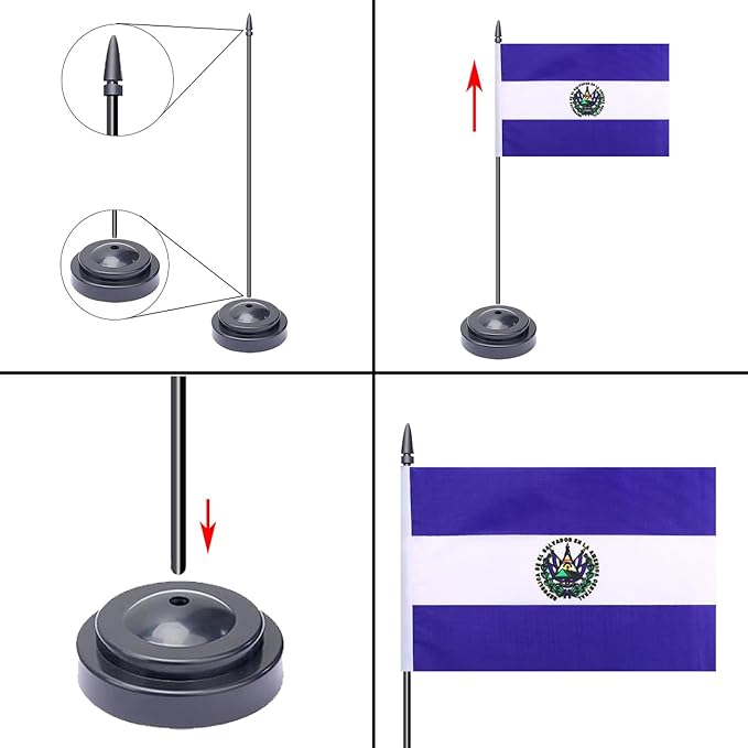 WXTWK 2 Pack Salvador Flag Salvador Deluxe Desk Flag Set - Image 3
