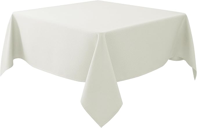 Biscaynebay Textured Fabric Square Tablecloths 90x90 Inches, Ivory Water by Biscaynebay