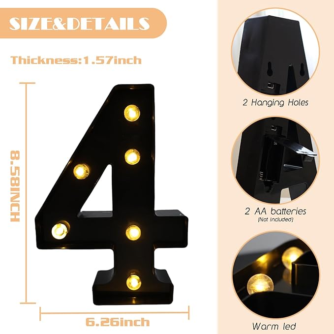 LED Marquee Numbers, 8.58 Inch Led Light Up Numbers - Image 2