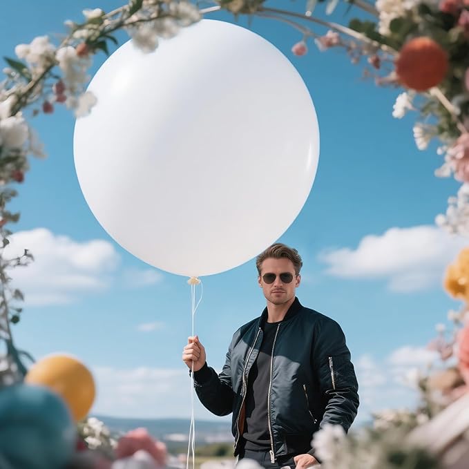 KAWKALSH White Balloons 9pcs 36 Inch Extra Large Big Jumbo Giant Matte White - Image 4