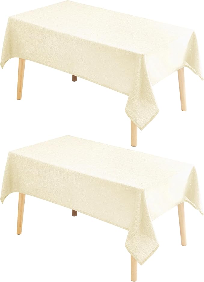 Hiasan 2 Pack Faux Linen Rectangle Tablecloth by Hiasan