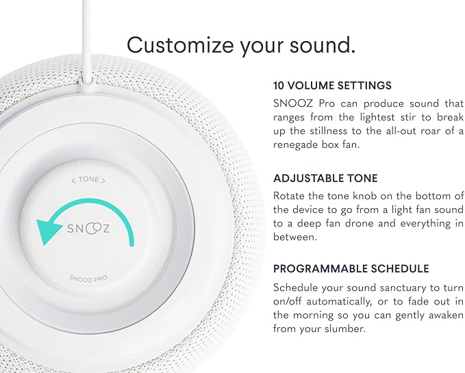 SNOOZ Pro - Smart White Noise Machine & Travel Case - Real Fan Inside, - Image 7