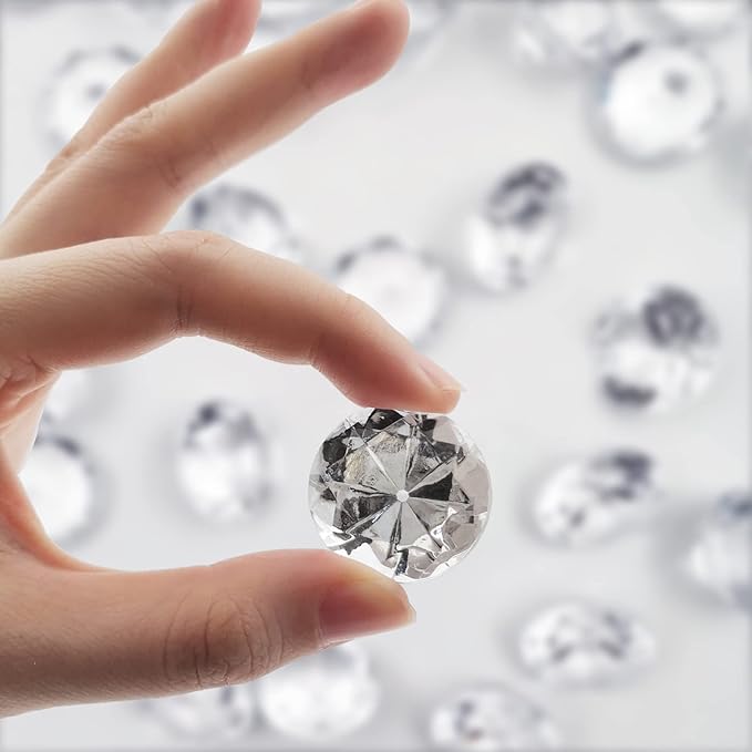 100Pcs Clear Acrylic Diamonds 1 Inch Wedding Table Scatters Gemstones Confetti - Image 3