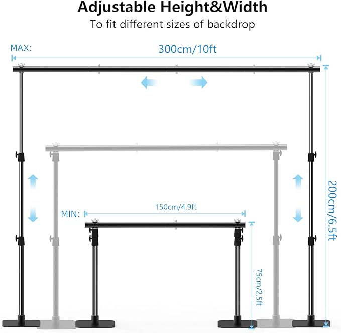 Pipe and Drape Backdrop Stand Kit, 6.5ft x 10ft Adjustable Photo Background - Image 3