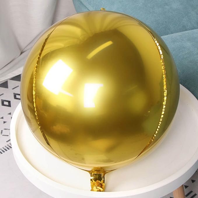 6 Pack Gold Balloons 22 Inch 4D Big Round Foil Balloons Gold Metallic Balloons - Image 7