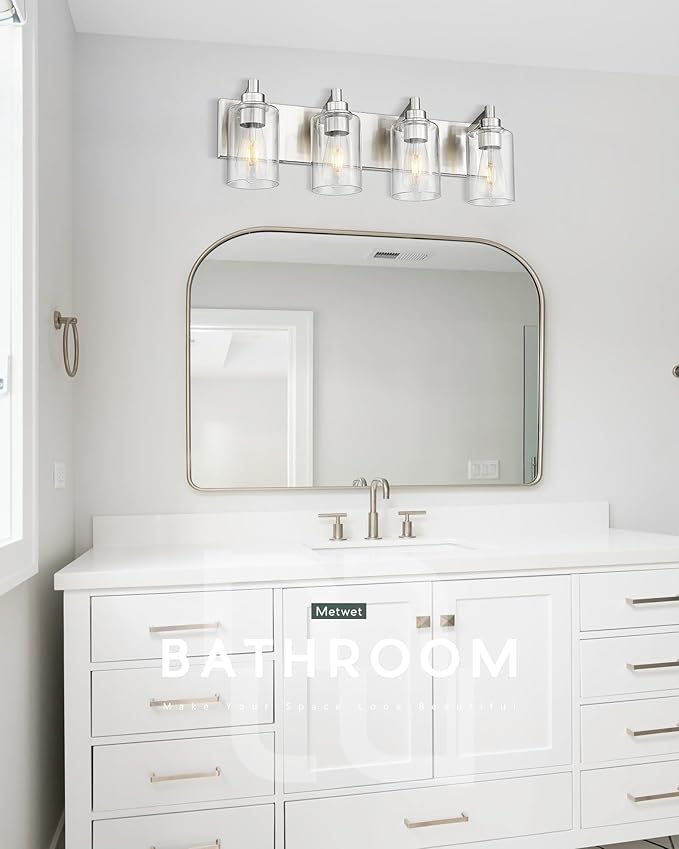 4-Light Bathroom Light Fixtures, Brushed Nickel Vanity Light - Image 4