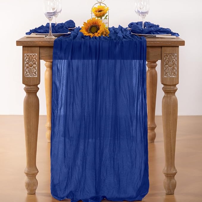 Royal Blue Cheesecloth Table Runner Blue 6 Pack Fall Table Runnerss Boho Gauze - Image 2