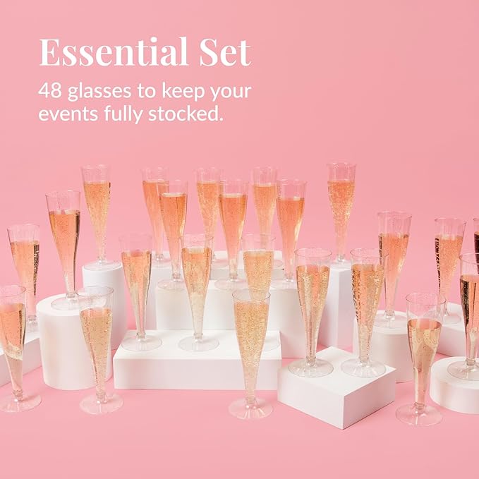 Prestee 48 Pack Champagne Flutes Plastic Disposable - Image 4