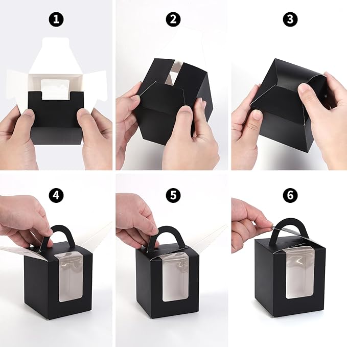 JCD Black Cupcake Boxes Individual 120 Packs Cupcake Holders Disposable Single - Image 7