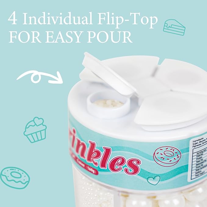 White Edible Sugar Pearl Sprinkles - Image 7