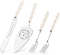 Wedding Cake Knife and Server Set, Ceramic Pearl Handle Cake Cutting Set by BEKESIN
