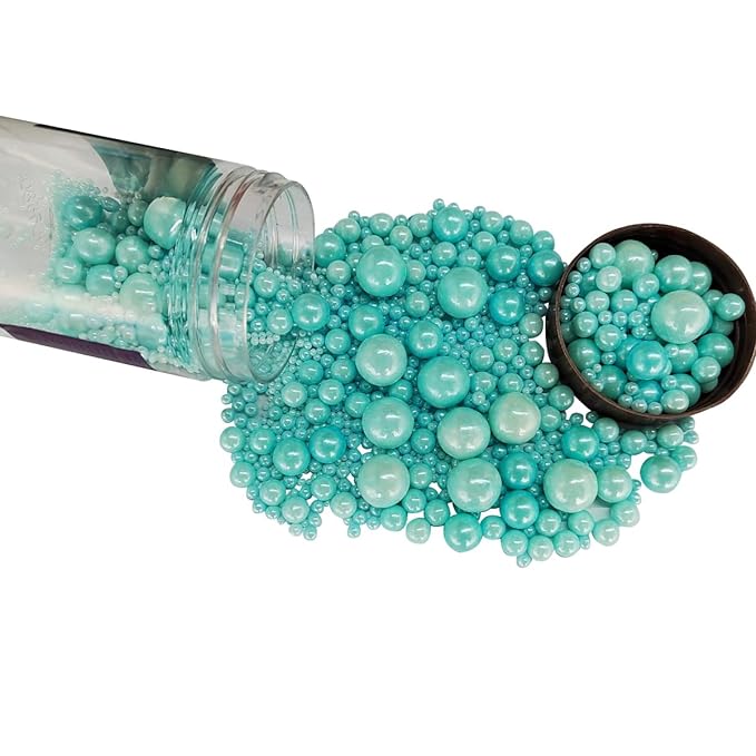 Edible Blue Sugar Pearls Candy Sprinkles 120G/ 4.23Ounce Baking Cake Sprinkles by Homankit