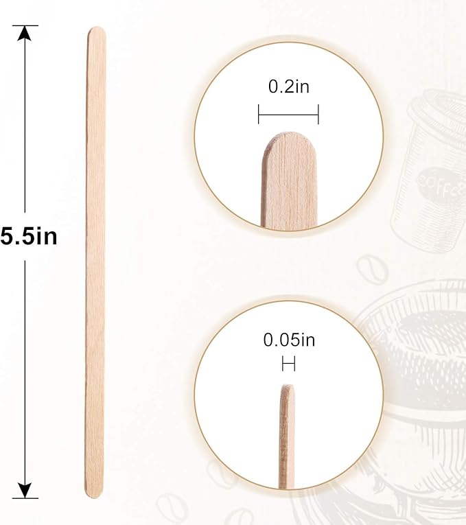 Wooden Coffee Stirrers Individually Wrapped, 500-Count 5.5 Inch Birch Stir - Image 5