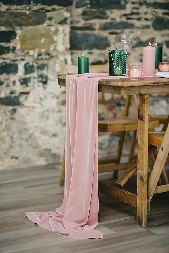 Luxurious Velvet Table Runner, 10ft Wedding Reception Decorations, 20x120inch by EHLDekol