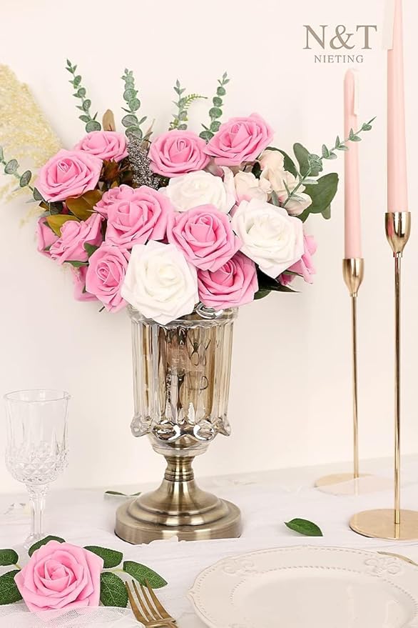 N&T NIETING Artificial Flowers Pink Roses - Image 8