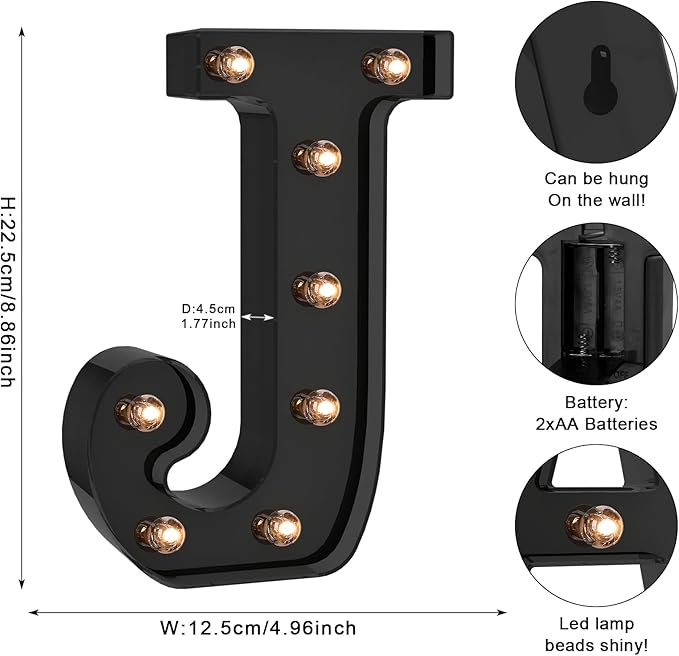 Foaky Black LED Letter Lights for Room Decor - Image 2