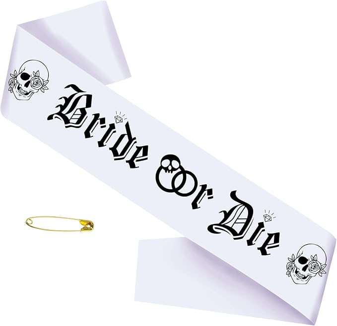 Gothic Bride or Die Sash with Black Printed by SKJIAYEE