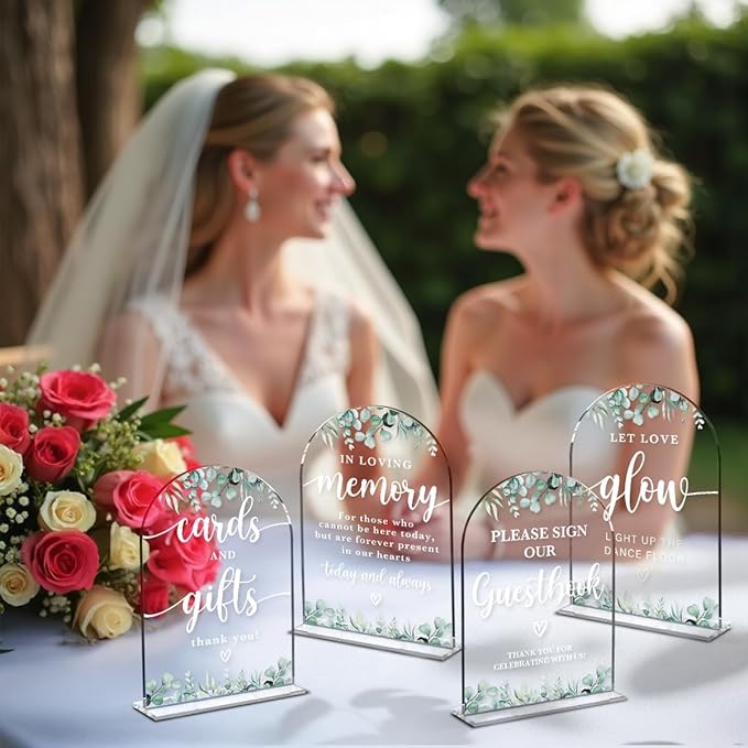 4 Pcs Acrylic Wedding Signs for Reception, Bridal Shower Decorations, Cards and - Image 5