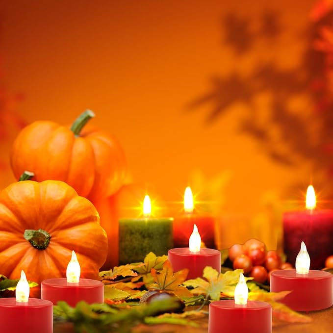 LED Tea Lights Candles- 50PACK Red Flameless Candles Realistic and Bright - Image 4