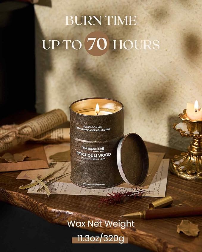 M&SENSE Patchouli Wood Scented Candles Natural Non Toxic, Aromatherapy Candle - Image 4