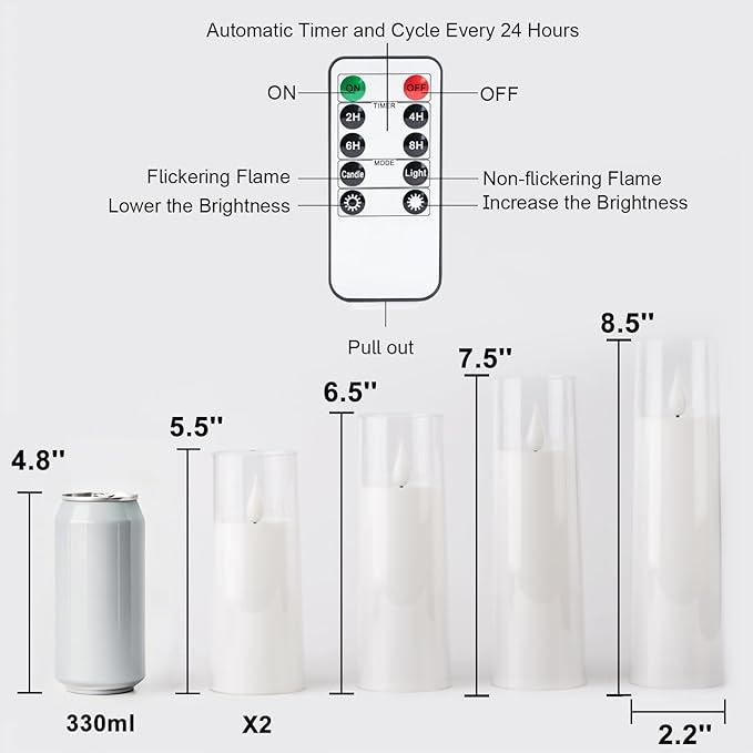 Amagic Pure White Acrylic Flameless Candles, Battery Operated Candles, - Image 5