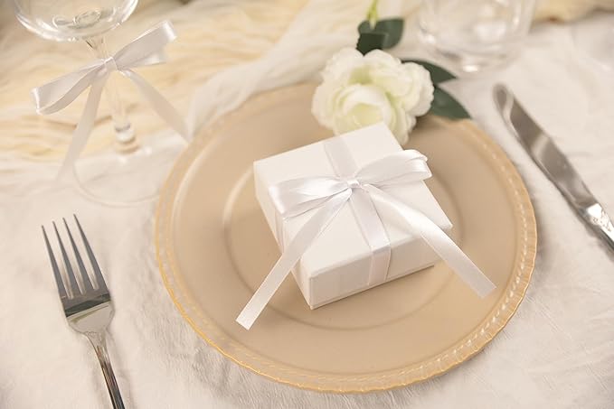 White Satin Ribbon 3/8 inch X Continuous 50 Yards, Single Face Polyester Ribbon - Image 5
