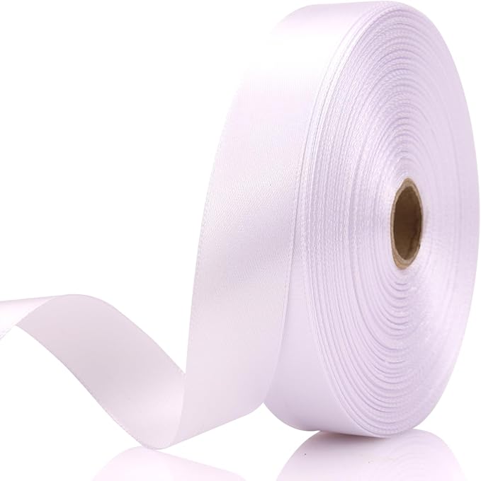 White 7/8 Inch 60 Yards Satin Craft Ribbon by Unknown
