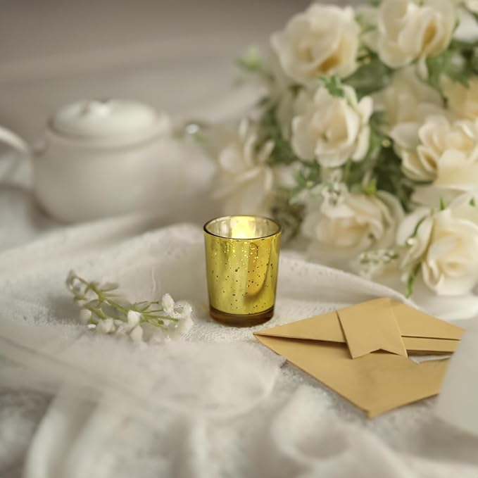 WGV Gold Speckled Tea Light Votive Candle Holder 2.2x2.75, Small Tiny Utility - Image 8