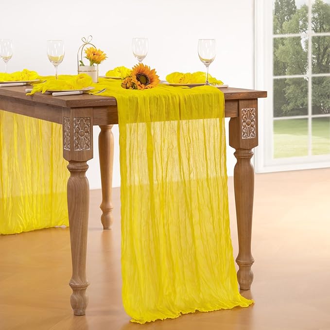 Lemon Yellow Cheesecloth Table Runner 10 Pack Fall Table Runners Boho Gauze 120 - Image 6