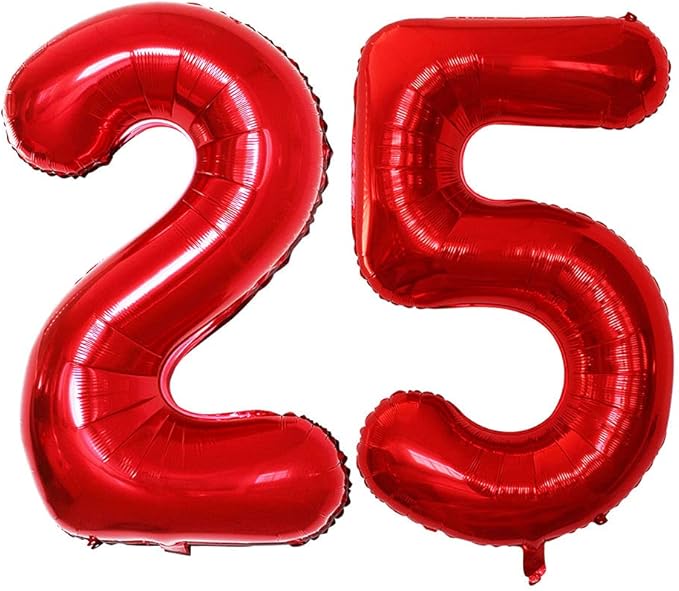 GOER Number 25 Balloons for 25th Birthday Party Decorations, 42 Inch Jumbo Foil by GOER