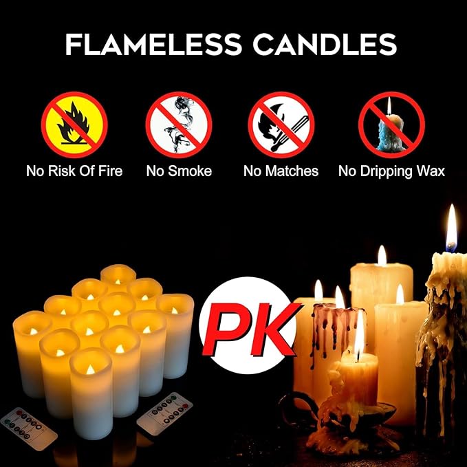 antizer Flameless Candles Battery Operated Real Wax LED Candles Set of 12 - Image 4