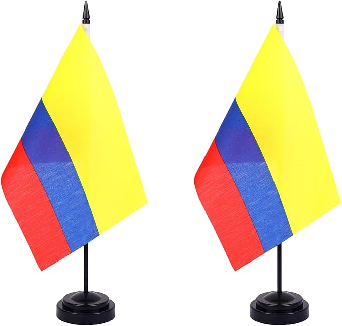 WXTWK 2 Pack Colombian Flag Colombian Deluxe Desk Flag Set by WXTWK