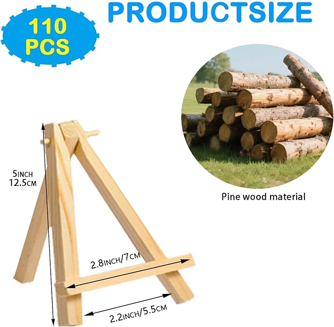 110Pcs Mini Wood Easel Stands - Image 2