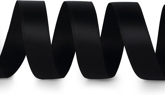 Ribbli Double Faced Black Satin Ribbon, 1/2” x Continuous 25 Yards, Use - Image 2