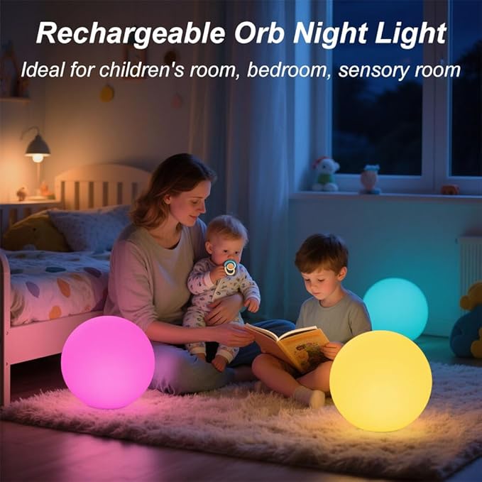 12-inch LED Glowing Ball Light w/Remote, LED Globe Orb Night Light Mood Lamp - Image 3