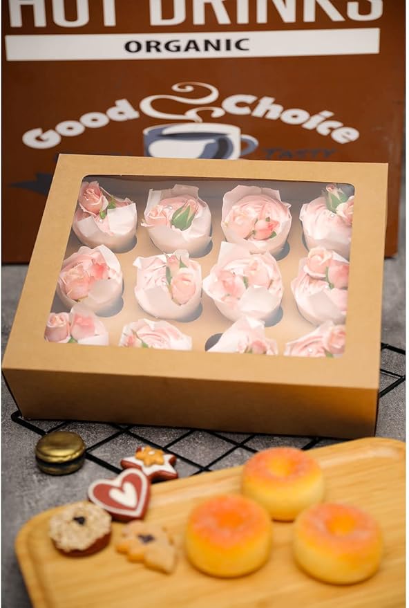 12 Cupcake Containers 12-Packs Brown Cupcake Box Cupcakes Carrier, 12 Cupcake - Image 6