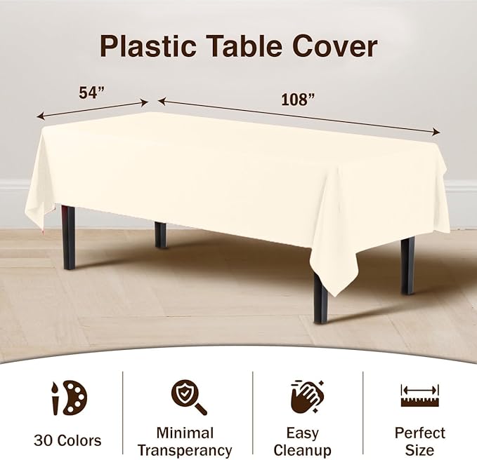 Party Solids 12-Pack Premium Plastic 54-Inch-by-108-Inch Rectangle Tablecloth - Image 3