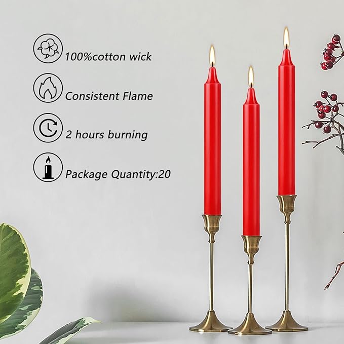 20PCS 4-inch Red Taper Candles for Decorative Use - Image 4