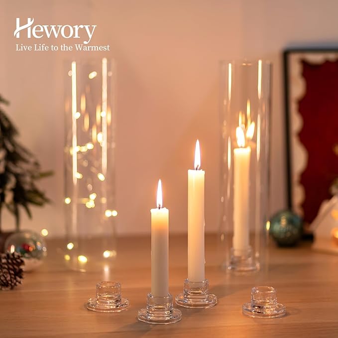 Hewory Glass Taper Candle Holders: 20 PCS Candlestick Holders Clear Short - Image 4