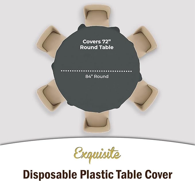 Party Solids 12-Pack Premium Plastic 84-Inch Round Tablecloth - Image 4