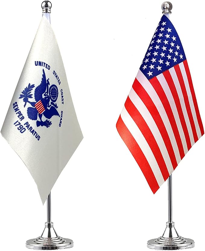 ZXvZYT 2 Pack American US Coast Guard flag USA Coast Guard table flag, Small by ZXvZYT