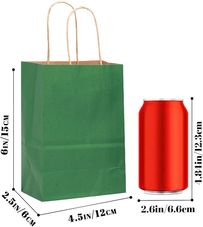 Bakepacker 100 Pcs Deep Green Mini Paper Gift Bags - Image 3